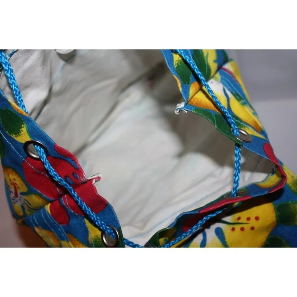 Backpack Purse Hibiscus Hawaiian Flower Print Boho Drawstring Adjustable Strap